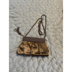Vintage Bronze Small Cross Body Bag W/  bead Handbag Strap